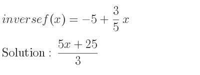 The inverse of f(x)=-5+3/5 x is (5x+25)/3